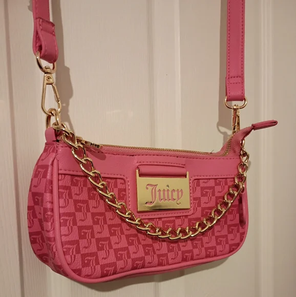 Small Pink Juicy Coutoure Crossbody Bag With Gold Chain - Picture 3 of 5